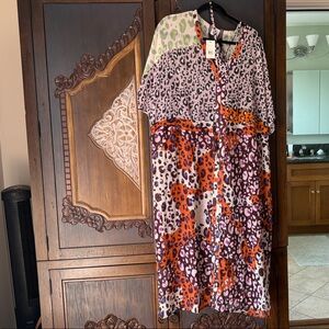 CAbi Long Sleeve Dress with Leopard Print